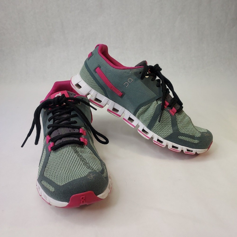 On Cloud Aetrex Running Shoe Women's US 9 Green Pink Athletic Sneakers Comfort